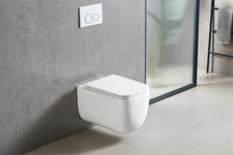 توالت فرنگی دیواری سرامیکی سفید NOURK NOVA Tornado | توالت سرامیکی P Trap | ابعاد 530 طول x 365 عرض x 373 ارتفاع میلی متر | به همراه درب و نشیمن UF | کاسه توالت فرنگی مناسب سرویس بهداشتی و حمام