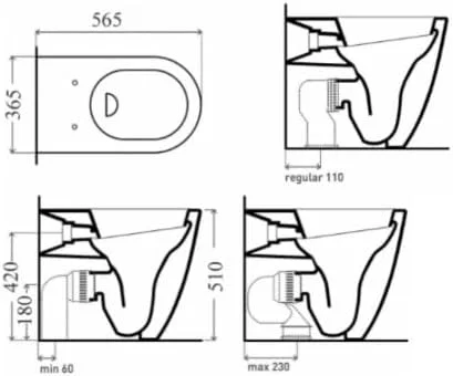 توالت فرنگی دیواری AQUAECO Envoy به همراه نشیمنگاه، سفید