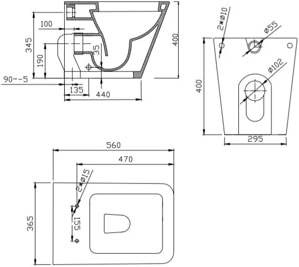 توالت فرنگی دیواری BAGNODESIGN مدل Zephyr، سفید
