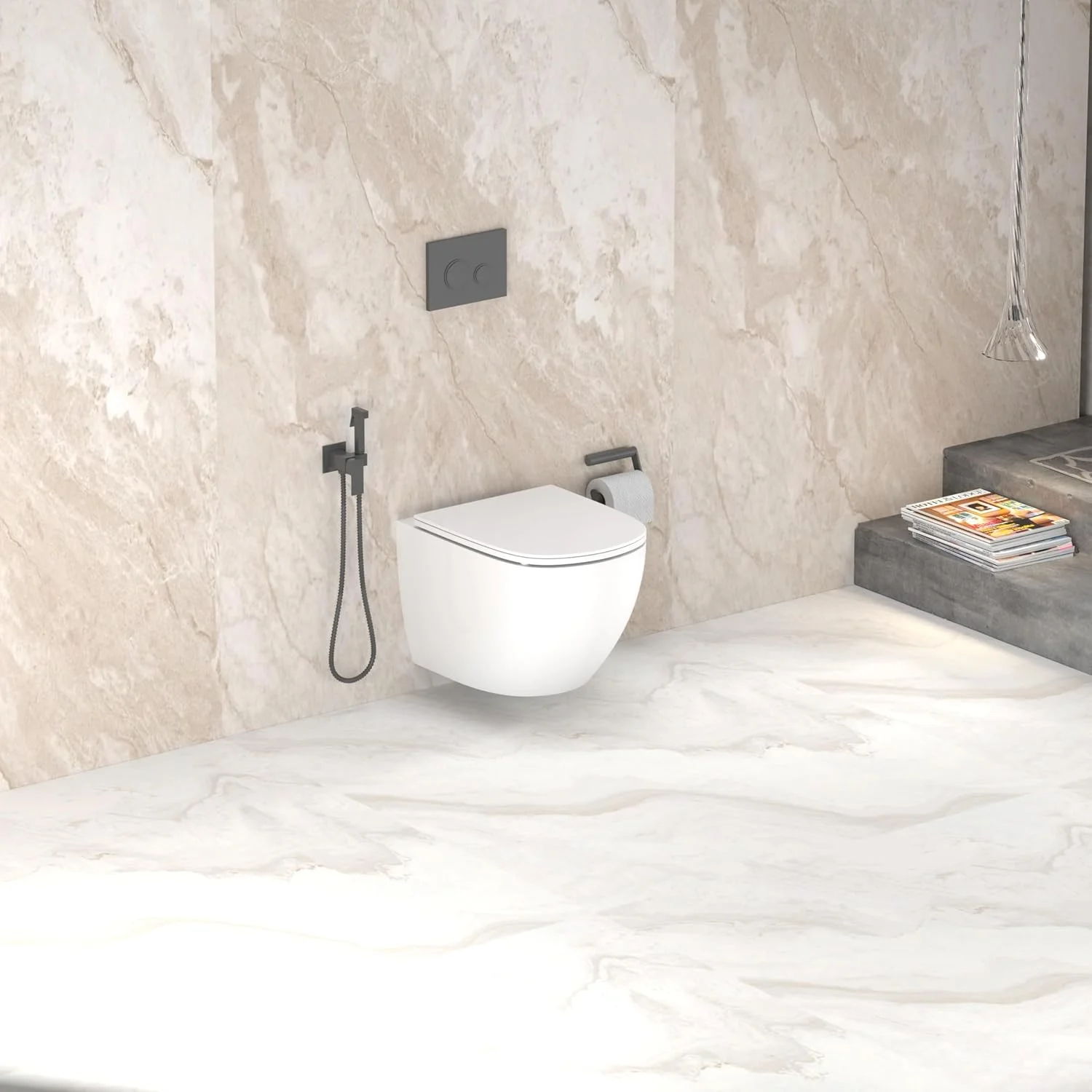 توالت فرنگی دیواری سرامیکی سفید نورک اوسینا | توالت سرامیکی P Trap | طول 490 x عرض 370 x ارتفاع 370 میلی متر | به همراه درب و نشیمن UF | کاسه توالت فرنگی مناسب سرویس بهداشتی حمام