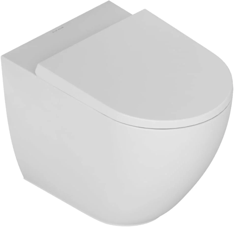 توالت فرنگی دیواری ریم لس سرامیک RAK با سیفون یونی و اتصالات مخفی، ابعاد 580X380X420 میلی متر