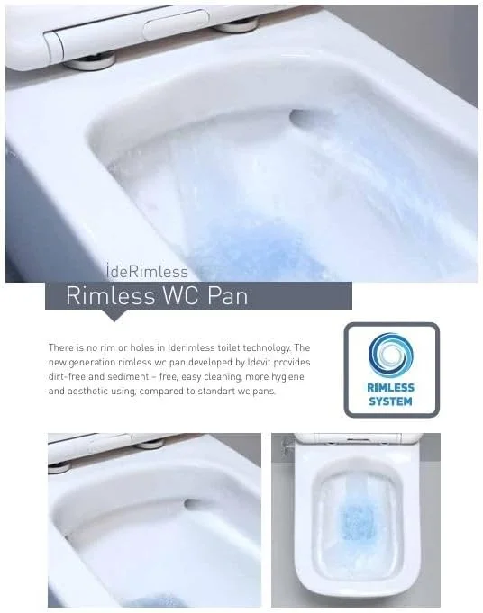 ست توالت فرنگی ایستاده، سیستم بدون لبه و اتصالات، ست کامل توالت فرنگی، توالت فرنگی پشتی به دیوار هالی (سفید)