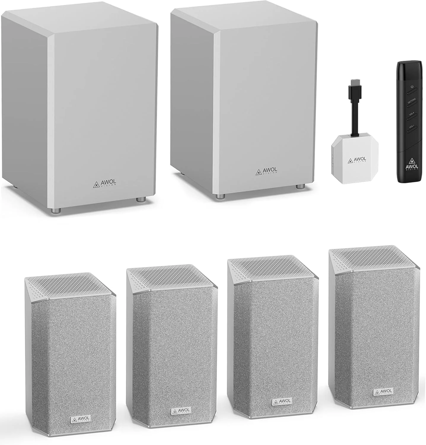 سیستم صوتی سینمای خانگی کاملا بی سیم AWOL VISION ThunderBeat 4.2.2، سیستم صوتی فراگیر با دو ساب ووفر 120 واتی و بلندگوهای رو به بالا، پشتیبانی از Dolby Atmos DTS