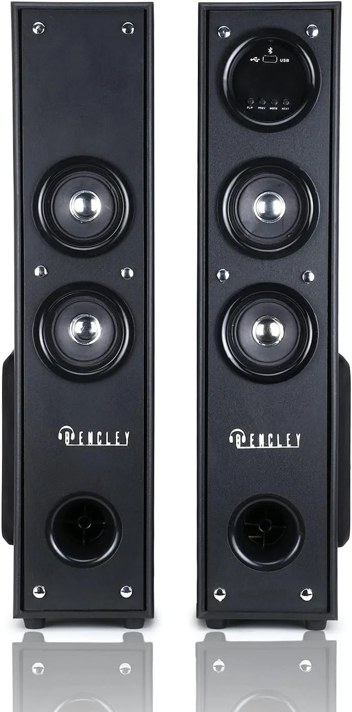 اسپیکرهای دوتایی ایستاده BENCLEY Bled / اسپیکر بلوتوثی / اسپیکر چند رسانه ای / سینمای خانگی با پشتیبانی از FM، فلش مموری، موبایل و AUX (ارتفاع 64 سانتی متر)