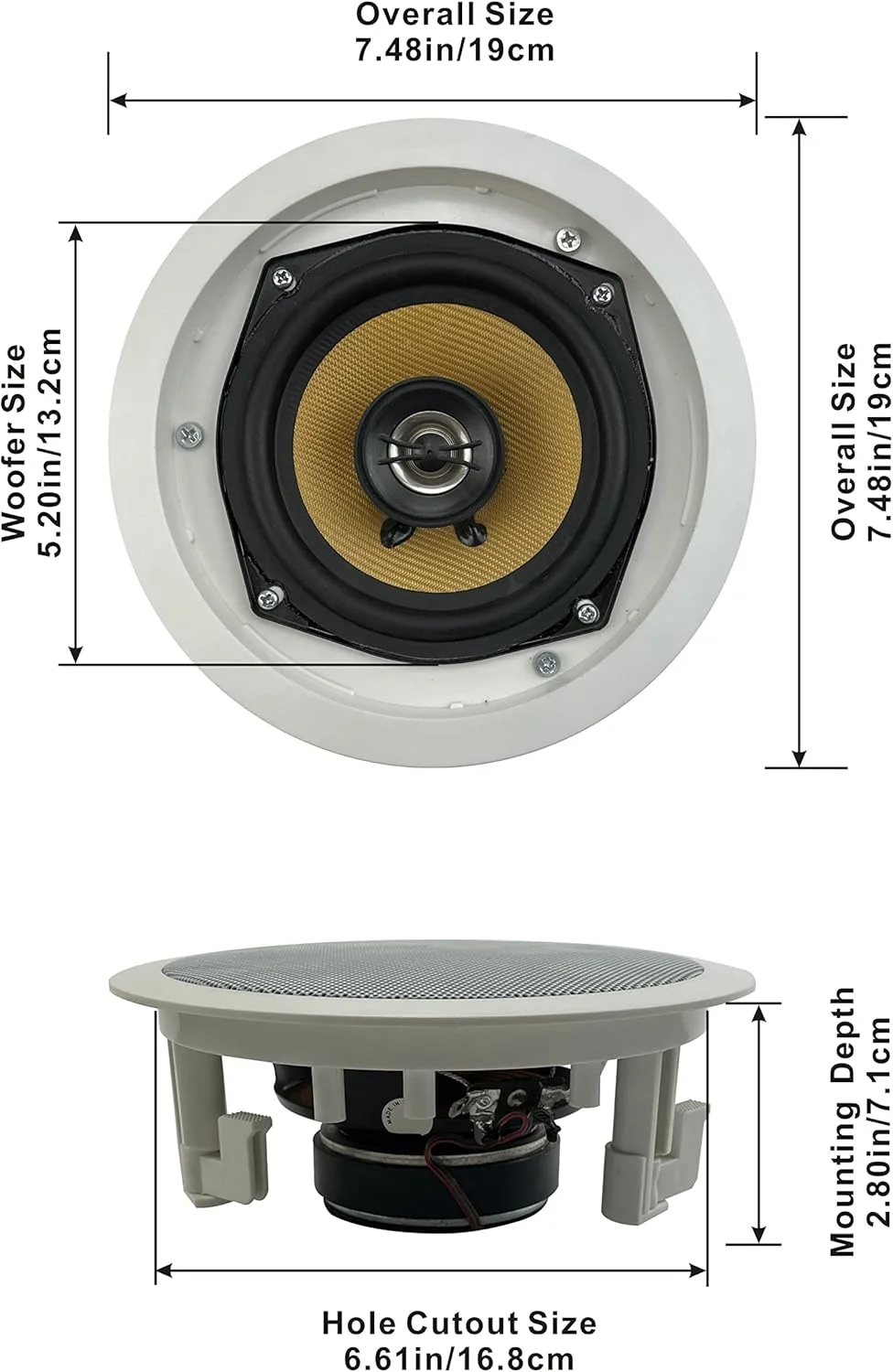 بلندگوهای سقفی صوتی آکوستیک HD-5 گلدوود آکوستیک برای سیستم صوتی فراگیر سینمای خانگی، مجموعه 5 عددی