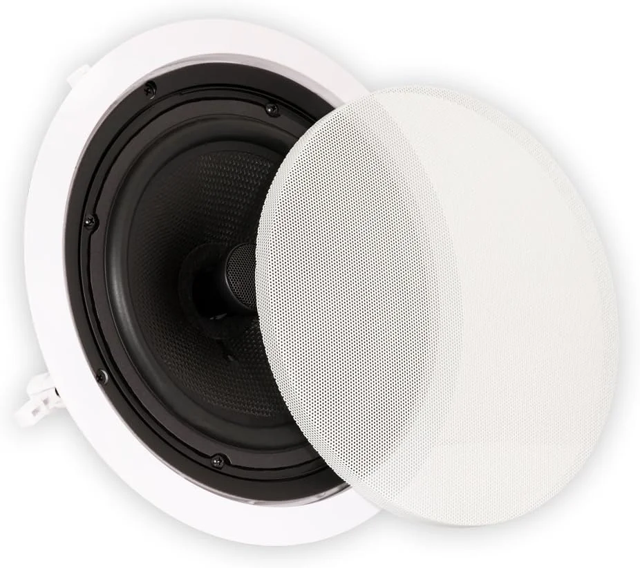 بلندگوهای سقفی 8 اینچی تئاتر سولیوشنز مدل TS80C، مناسب سیستم صوتی فراگیر سینمای خانگی، جفتی، سفید