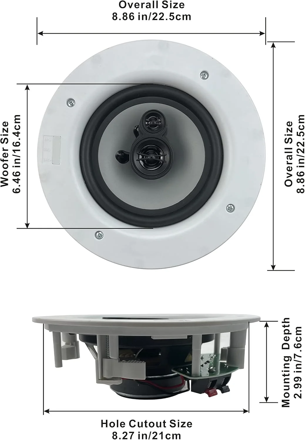 مجموعه 5 عددی بلندگوی سقفی بدون قاب 6.5 اینچی Acoustic Audio by Goldwood CSic64، بلندگوهای سینمای خانگی 3 طرفه، مدل CSic64-5S
