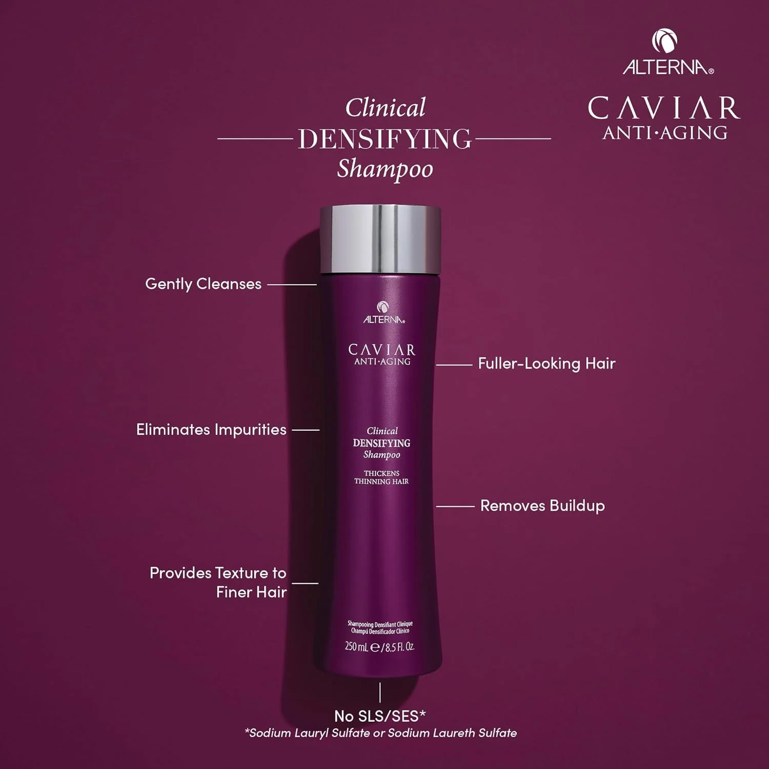 شامپو ضخیم کننده موهای نازک و کم پشت آلترنا CAVIAR Anti-Aging Clinical، حجم ۲۵۰ میلی لیتر | مناسب موهای نازک و کم پشت | ضخیم کننده مو و محافظت از پوست سر | فاقد سولفات شامپو ضخیم کننده موهای نازک و کم پشت آلترنا CAVIAR Anti-Aging Clinical، حجم ۲۵۰ میلی لیتر | مناسب موهای نازک و کم پشت | ضخیم کننده مو و محافظت از پوست سر | فاقد سولفات