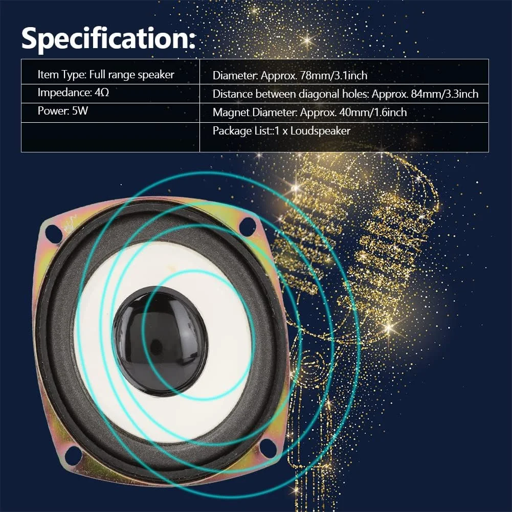 بلندگوی فول رنج eboxer-1، بلندگوی صوتی مینی 3 اینچی 4 اهم 5 وات با فرکانس کامل، بلندگوی باس استریو خانگی برای جعبه صدای چند رسانه ای DIY