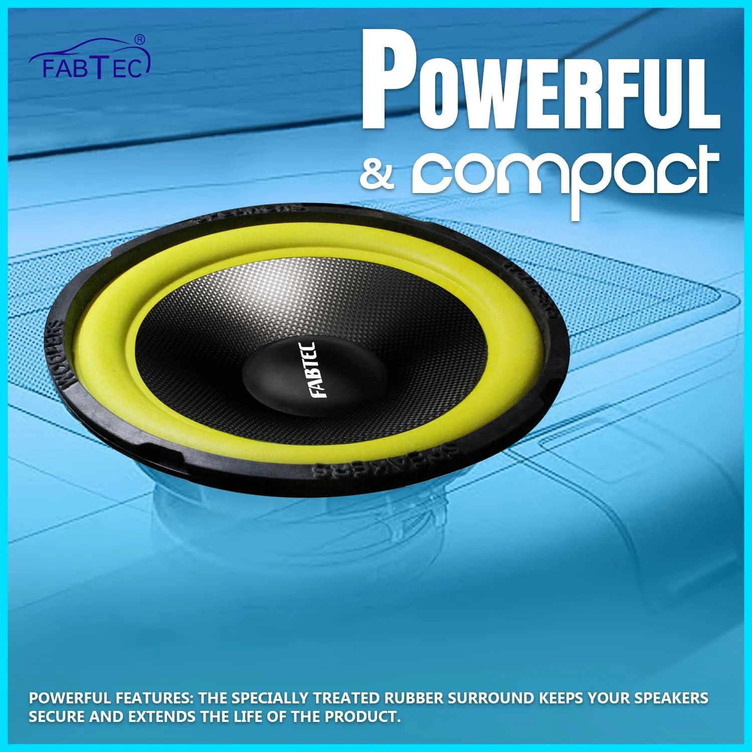 بلندگوی Hi-Fi هشت اینچی 400 واتی FABTEC | توان اسمی 80 وات RMS، 4 اهم | ایده آل برای DIY، سینمای خانگی و کابینت های صوتی (زرد)