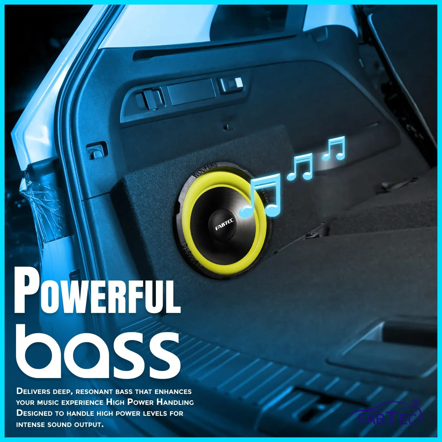 بلندگوی Hi-Fi هشت اینچی 400 واتی FABTEC | توان اسمی 80 وات RMS، 4 اهم | ایده آل برای DIY، سینمای خانگی و کابینت های صوتی (زرد)