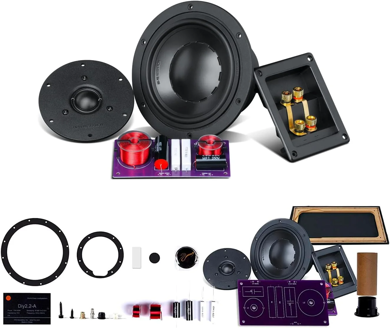 کیت بلندگوی HiVi-Swans DlY2.2 - ووفر 76 میلی‌متری Kapton + توییتر فیبر آلمانی، XO فاز صحیح - (فقط درایورها؛ محفظه مورد نیاز است)