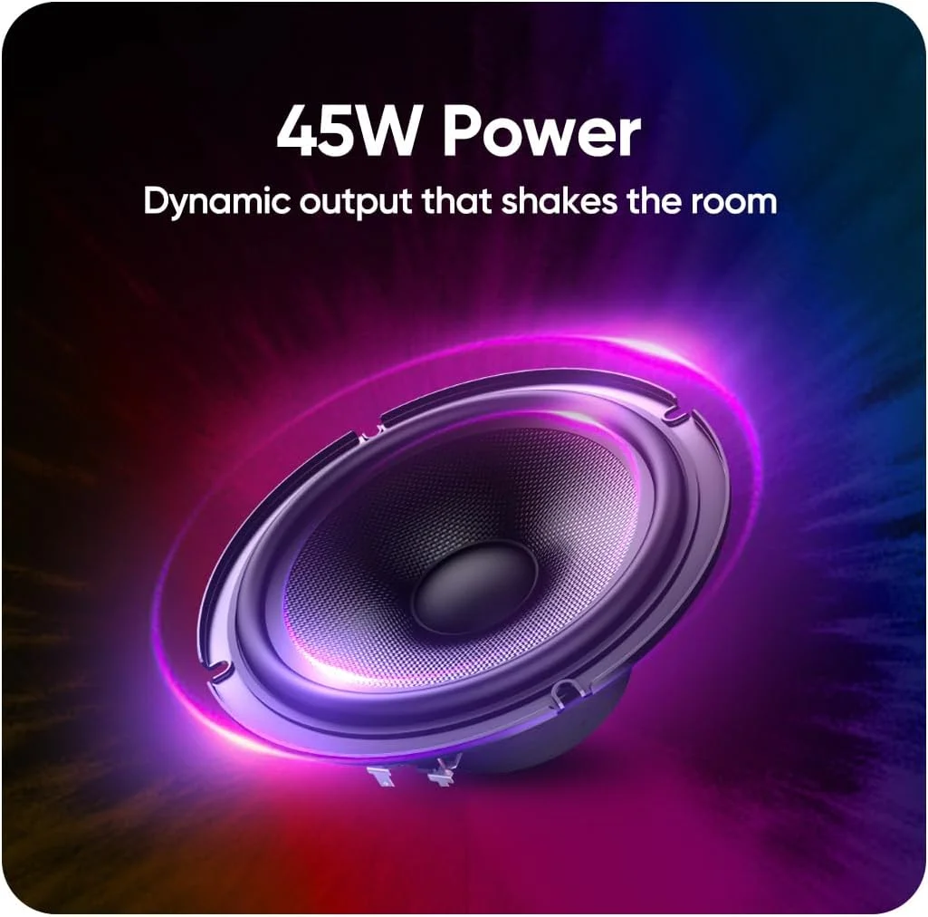 سیستم بلندگوی سیمی 2.1 کاناله Faster E29، ساب ووفر 45 واتی با 2 بلندگو، بلوتوث 5.4، نورهای RGB، کنترل از راه دور، USB/SD/AUX/FM - سینمای خانگی و چند رسانه ای