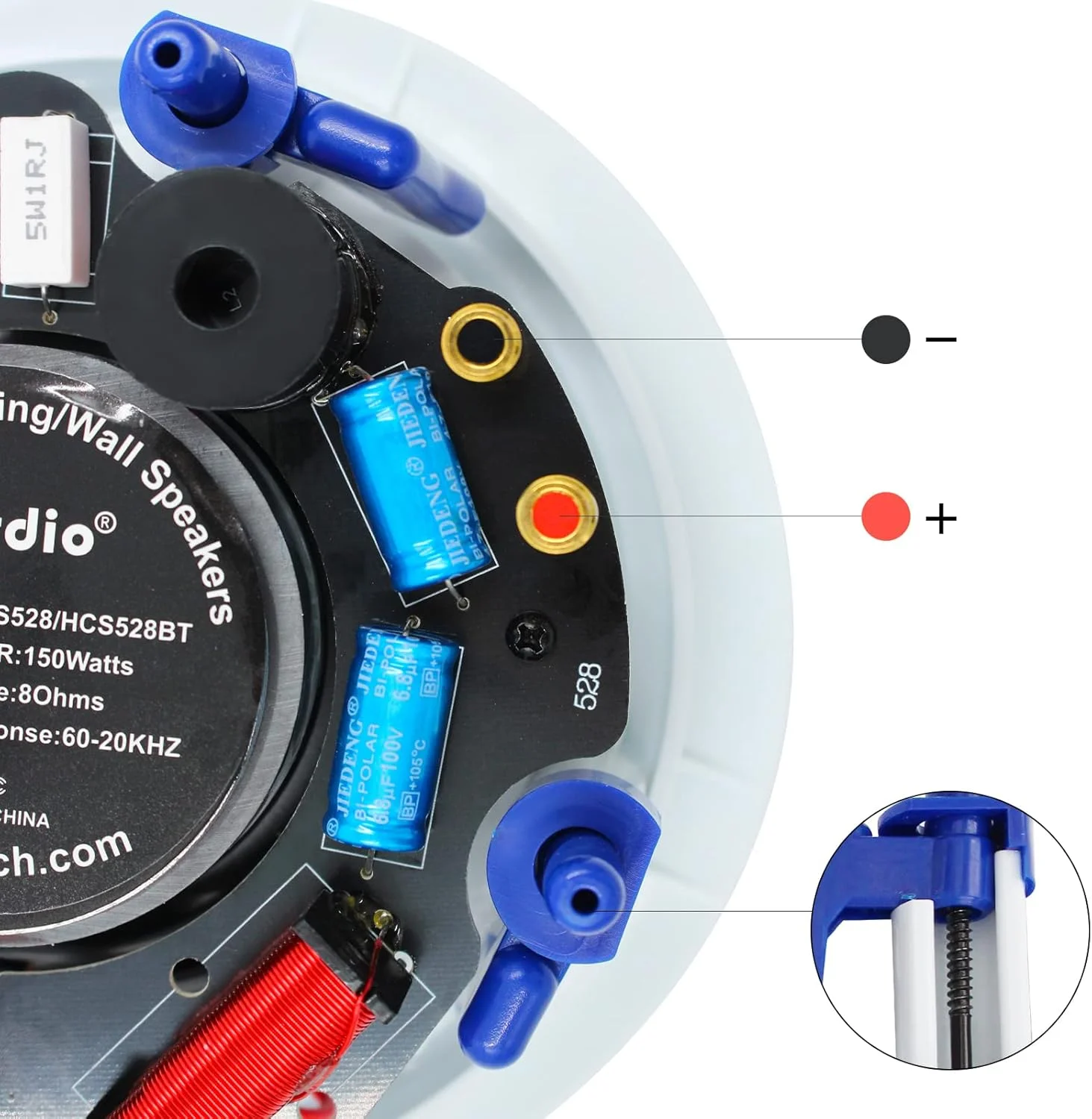 بلندگوهای سقفی بلوتوث گرد Herdio 5.25 اینچی 300 واتی، بلندگوی دو طرفه فلاش مونت مناسب حمام، اتاق خواب و اتاق نشیمن منزل