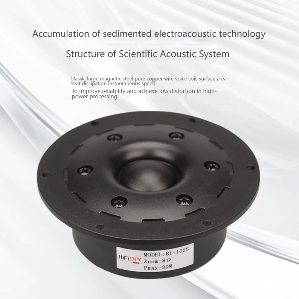 HIFIDIY LIVE 2 عدد بلندگوی توییتر HiFi 4 اینچی، واحد 25 هسته ای، غشای ابریشمی مشکی 8 اهم 30 وات، بلندگوی سه گانه فیلم خانگی B1-102S