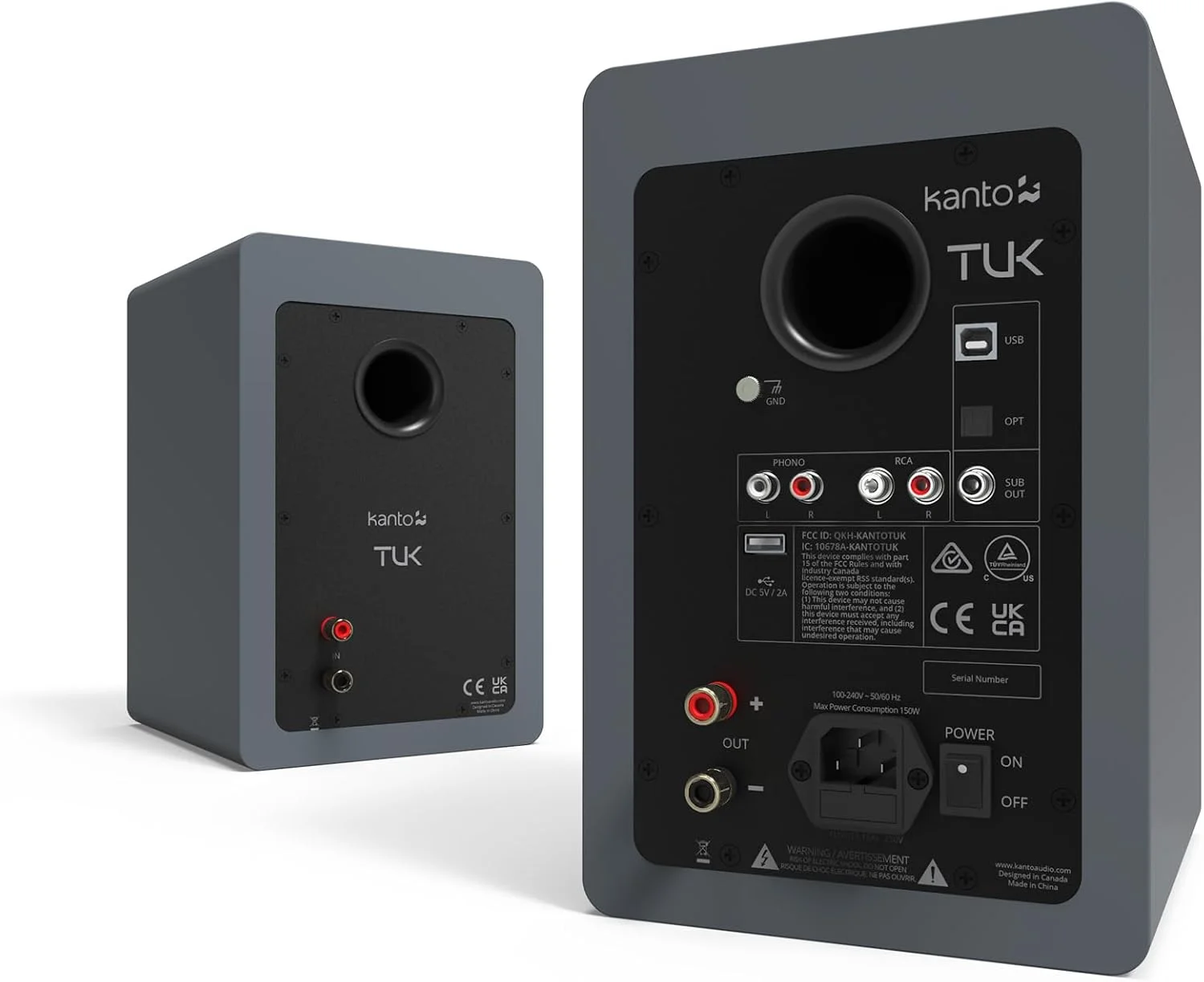 اسپیکر اکتیو Kanto TUK با خروجی هدفون | DAC USB داخلی | ورودی اختصاصی RCA با پری آمپ Phono | بلوتوث | توییتر AMT | درایور 5.25 اینچی | جفت | خاکستری مات