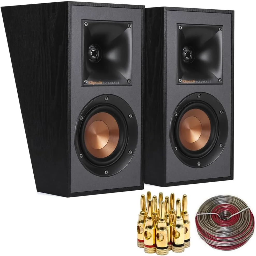 جفت بلندگوی فراگیر سقفی Klipsch Reference R-41SA Dolby Atmos با کارایی بالا و هورن لودد به همراه 5 جفت پلاگ موزی و 15 متر کابل بلندگوی سنگین گیج 16 AWG