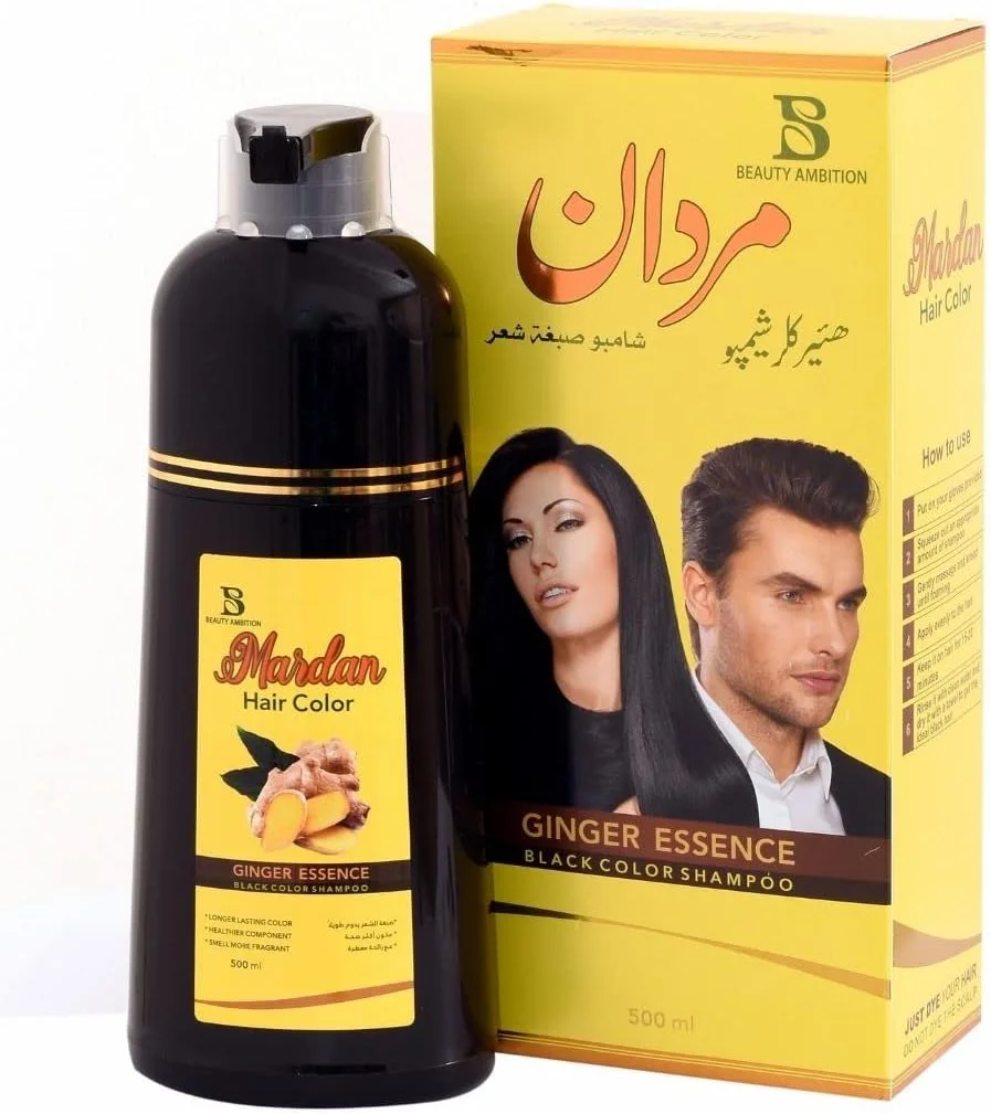 شامپو رنگ موی مشکی حاوی عصاره زنجبیل مردان بیوتی امبیشن، شامپو رنگ موی مشکی با ظاهری طبیعی و درخشان - 500 میلی لیتر