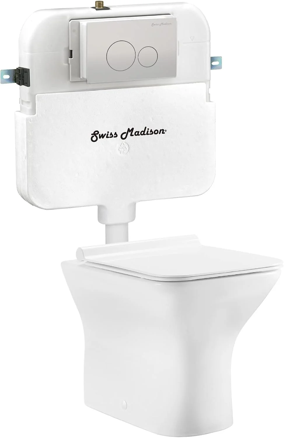 بسته کاسه توالت پشتی به دیوار Carre ساخت سوئیس مدیسون Well Made Forever، سفید براق