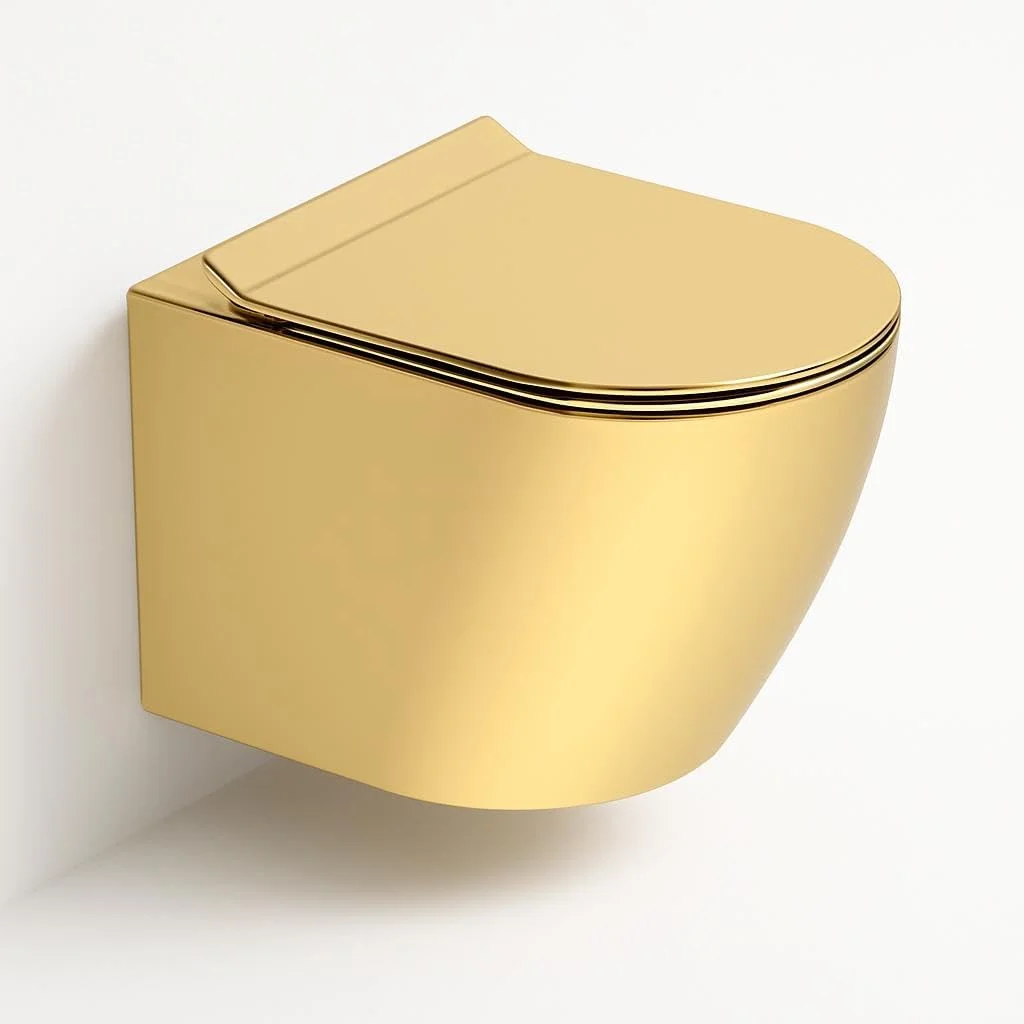 توالت فرنگی دیواری کونیگ 520x355x415mm - روکش طلایی