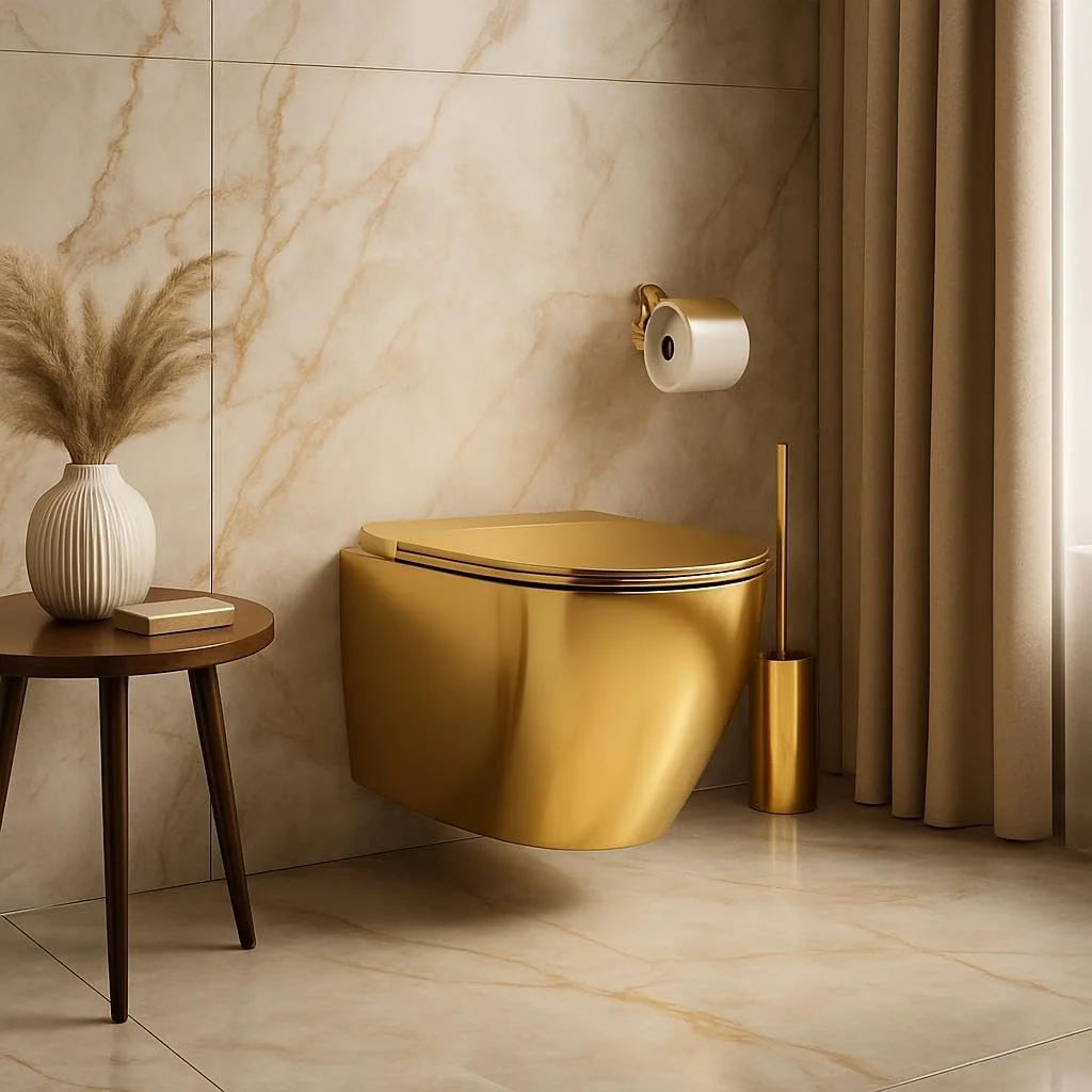 توالت فرنگی دیواری کونیگ 520x355x415mm - روکش طلایی