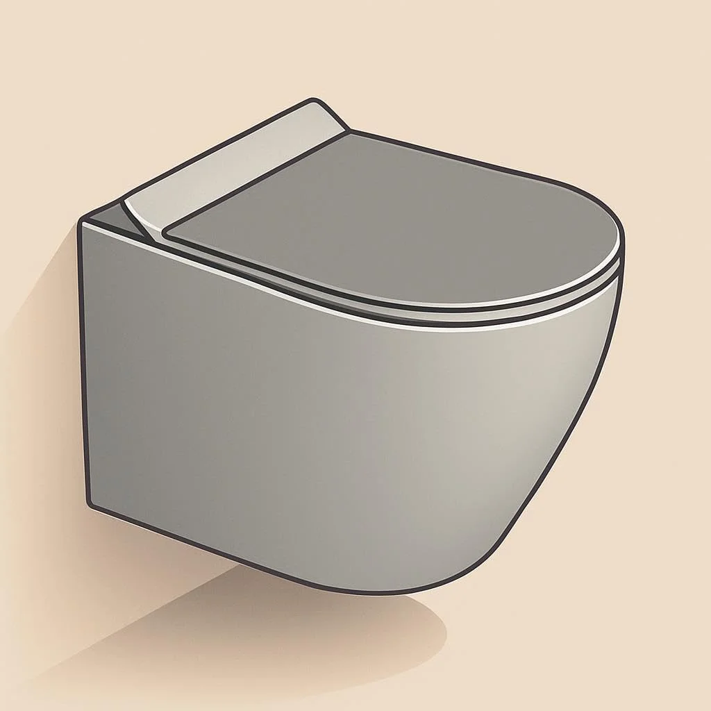 توالت وال هنگ کُنیگ 520x355x415mm - طراحی مدرن نقره ای