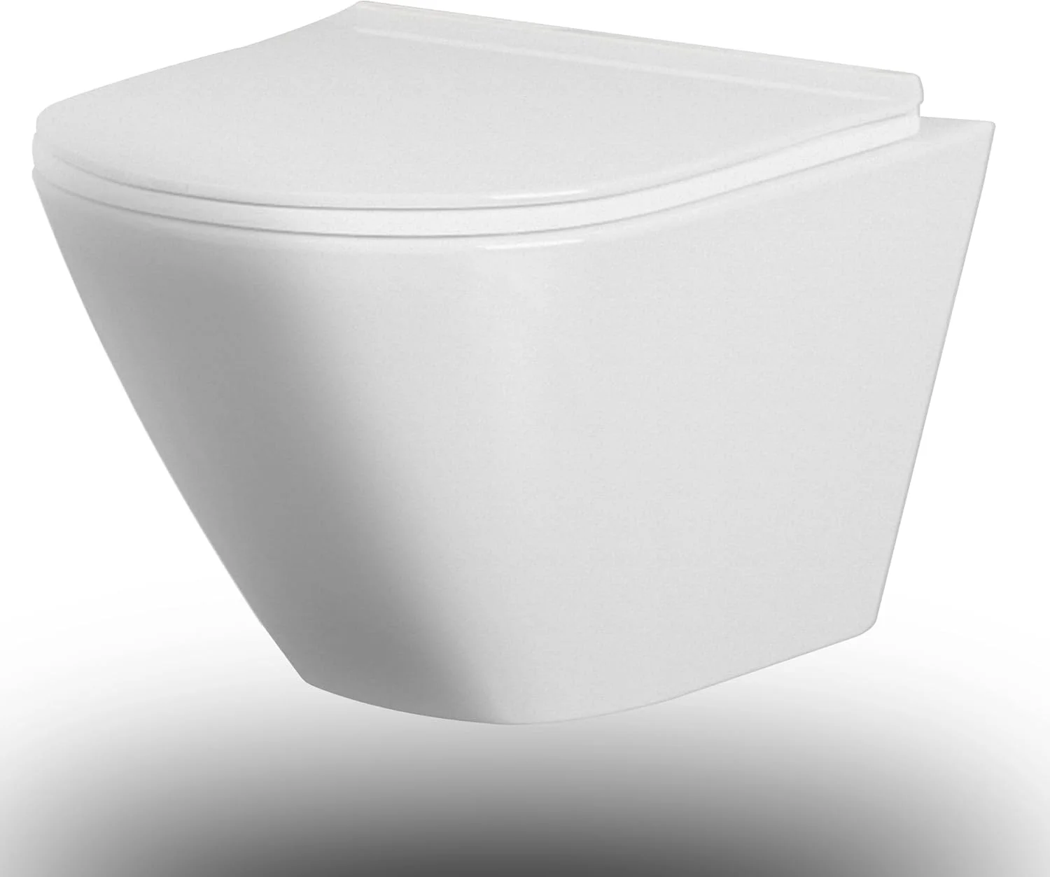 توالت های پشتی به دیوار، توالت دیواری مدرن سرامیکی با صندلی آرام بند، توالت بدون لبه BTW مناسب برای حمام های کوچک، بدون سیفون مخفی توالت، 48D x 36W x 37.3H سانتی متر، فایندپوت