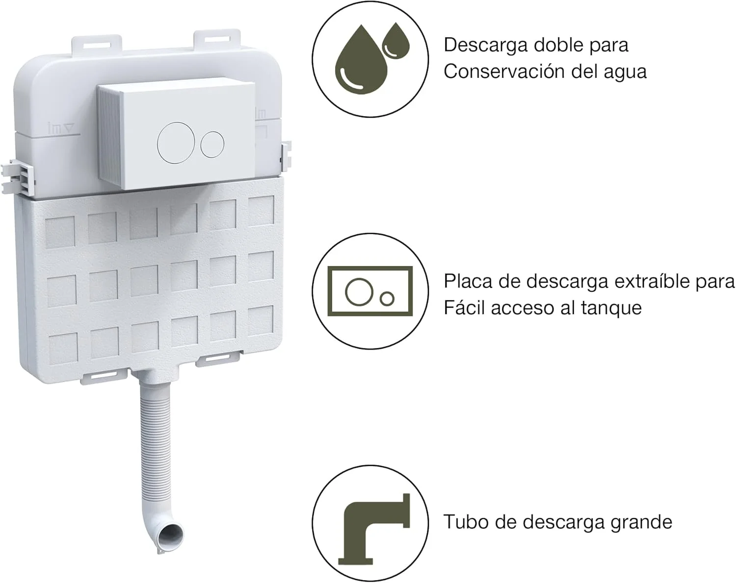 مخزن توکار توالت دیواری MEJE، سفید، با صفحه کلید دو زمانه