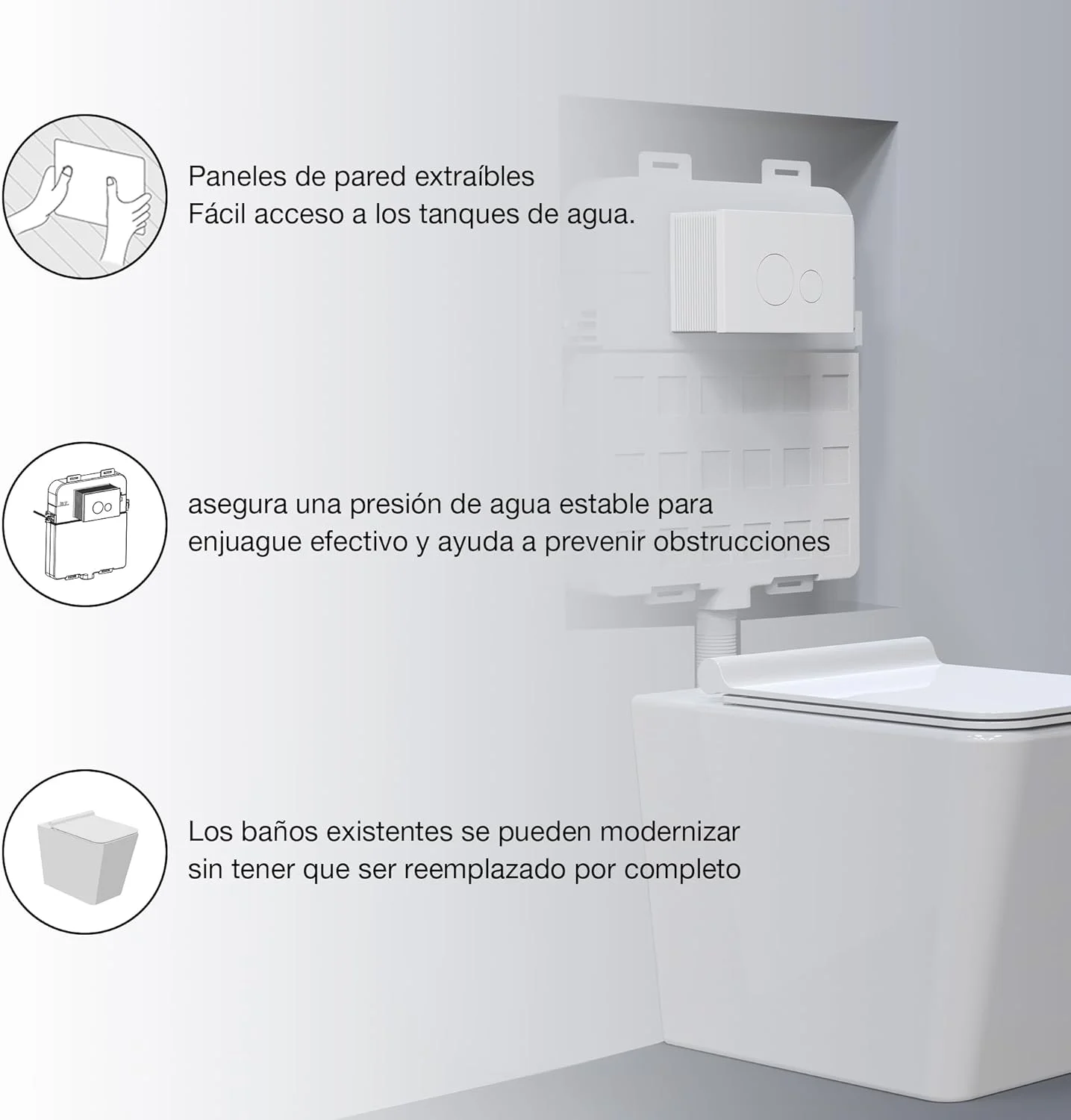 مخزن توکار توالت دیواری MEJE، سفید، با صفحه کلید دو زمانه