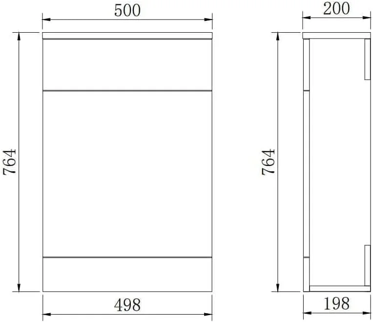 یونیت توالت فرنگی VeeBath مناسب فضاهای کوچک، مبلمان توالت مربعی جمع و جور برای توالت های پشتی به دیوار، مقاوم در برابر رطوبت، محفظه سیفون مخفی، ایده آل برای حمام های کوچک و اتاق های مستر، خاکستری آنتراسیت 500x200 میلی متر