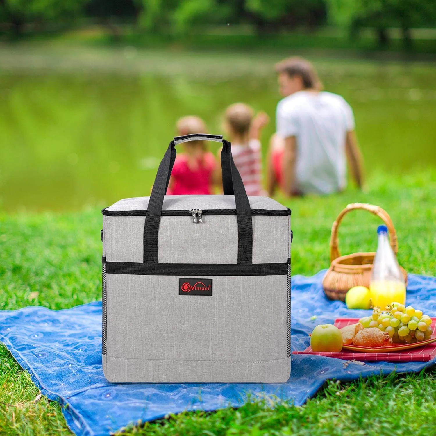 کیف خنک نگهدارنده ۴۰ لیتری Vinsani، ظرفیت بزرگ، عایق بندی شده، مناسب پیک نیک، تاشو، ضد نشت و قابل حمل، مناسب برای پیک نیک، کمپینگ، ساحل، ماشین، فعالیت های مسافرتی در فضای باز