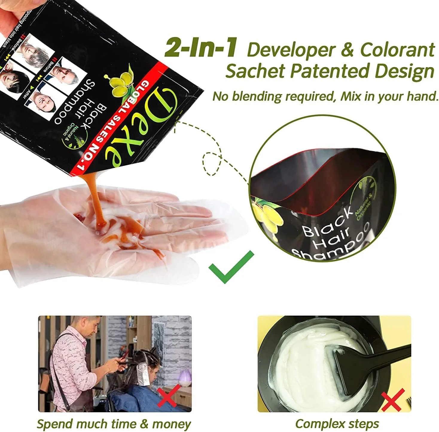 شامپو رنگ موی فوری Dexe - شامپو موی مشکی - (3) رنگ مشکی - استفاده آسان - ماندگاری 30 روز - مواد طبیعی شامپو رنگ موی فوری Dexe - شامپو موی مشکی - (3) رنگ مشکی - استفاده آسان - ماندگاری 30 روز - مواد طبیعی