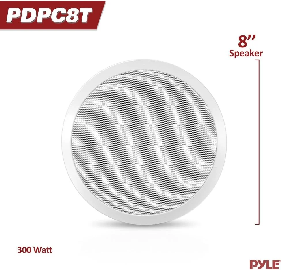 سیستم بلندگوی سقفی بسته Pyle Home PDPC8T با ترانسفورماتور، سفید، 8.0 اینچ سیستم بلندگوی سقفی بسته Pyle Home PDPC8T با ترانسفورماتور، سفید، 8.0 اینچ