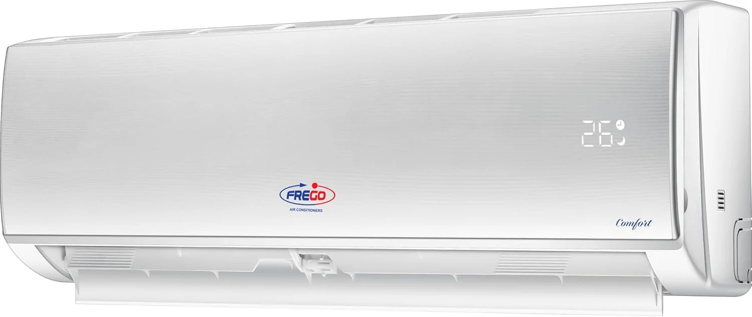 کولر گازی اسپلیت 1.5 تن FREGO – دارای وای فای، سفید | 18000 BTU | کمپرسور روتاری پیشرفته | کم صدا | 10360070-10360071