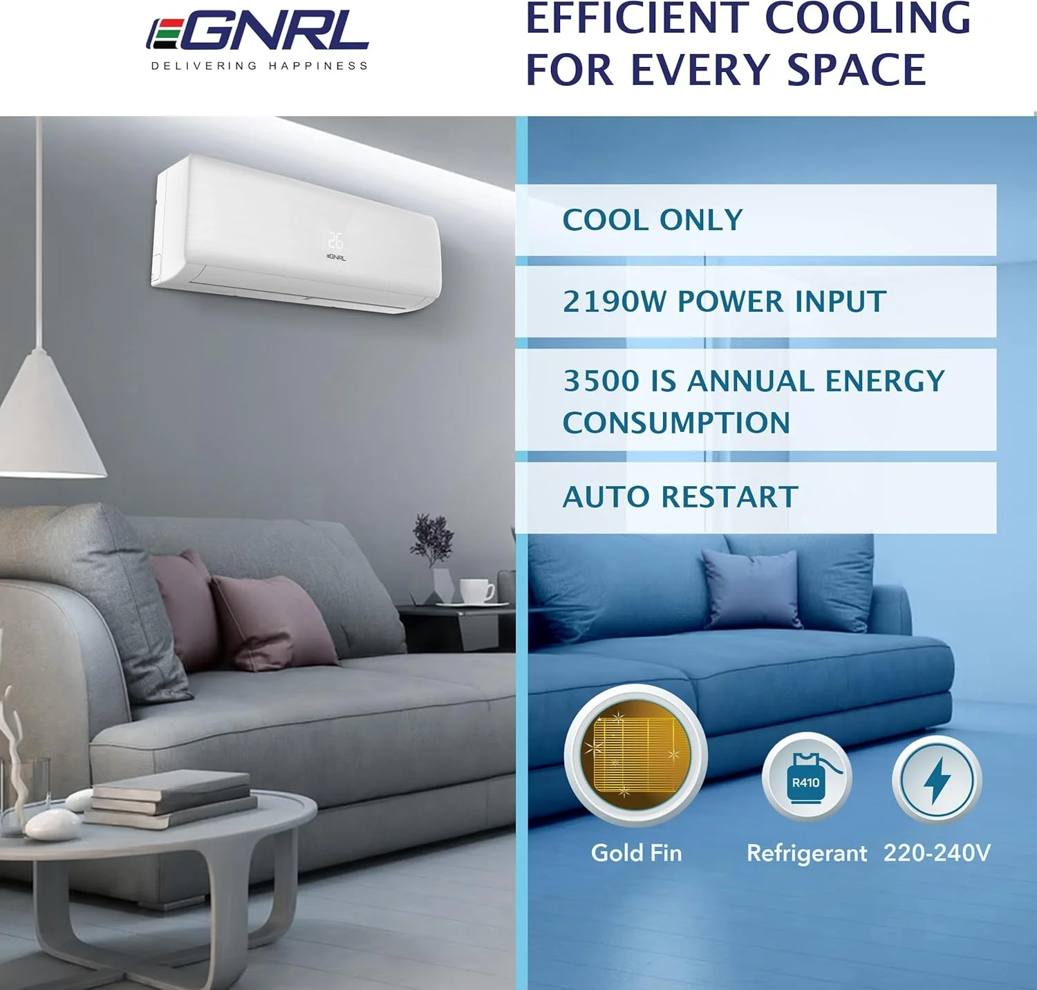 کولر گازی اسپلیت EGNRL با ظرفیت 1.5 تن، کمپرسور روتاری، واحد 18000 BTU، سفید مدل EG18T3 کولر گازی اسپلیت EGNRL با ظرفیت 1.5 تن، کمپرسور روتاری، واحد 18000 BTU، سفید مدل EG18T3