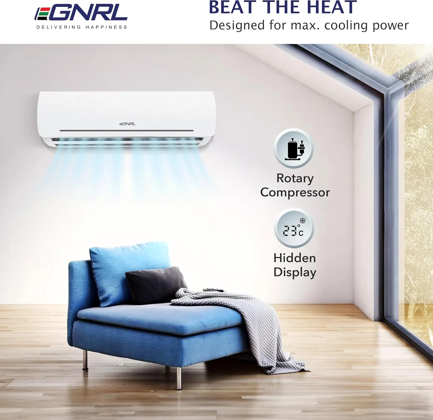 کولر گازی اسپلیت EGNRL با ظرفیت 9000 BTU، مدل T1، روتاری، R410a، مدل جدید EG9K سال 2025، به همراه کیت لوله 3 متری، پره طلایی، سفید کولر گازی اسپلیت EGNRL با ظرفیت 9000 BTU، مدل T1، روتاری، R410a، مدل جدید EG9K سال 2025، به همراه کیت لوله 3 متری، پره طلایی، سفید