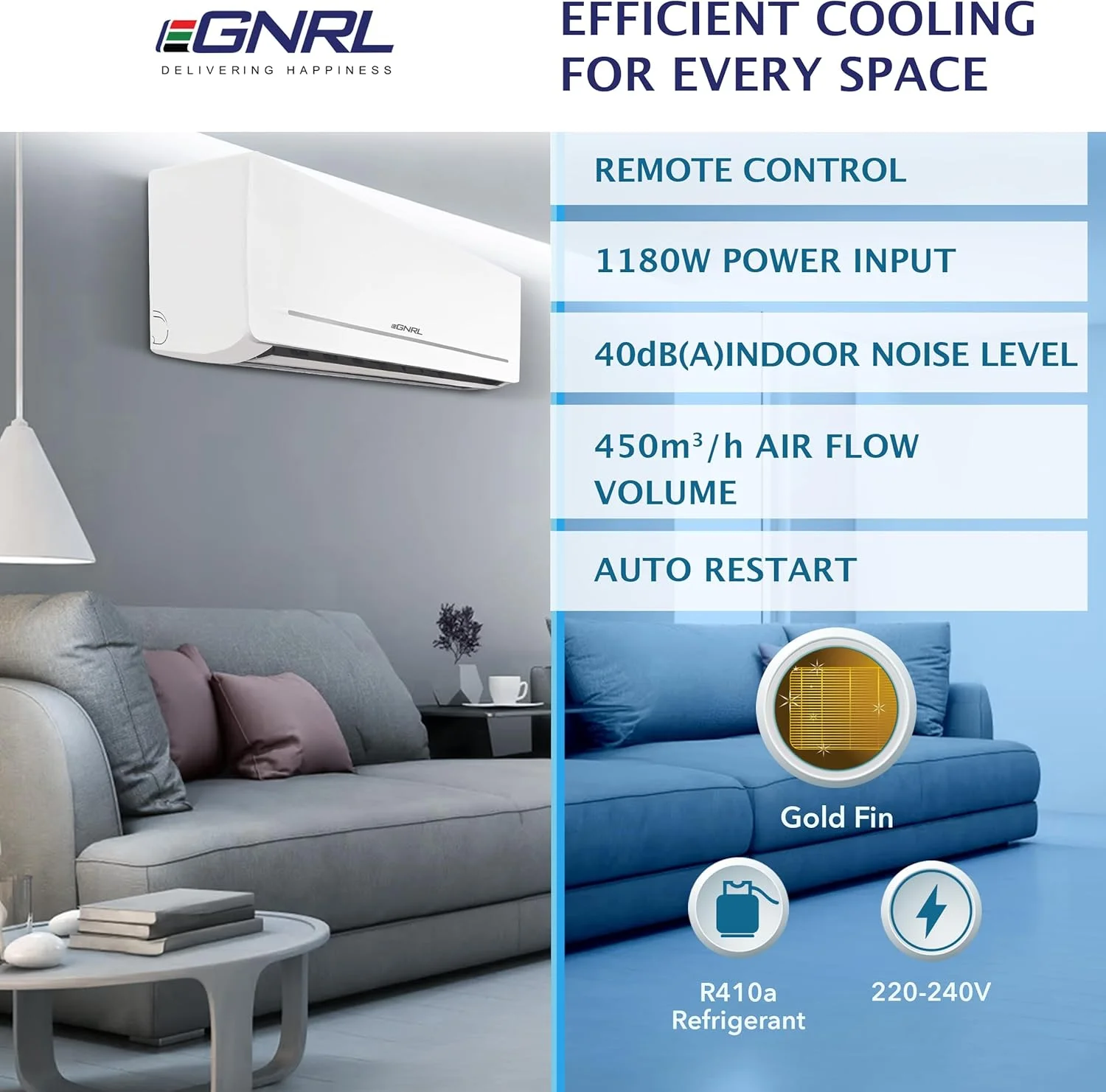 کولر گازی اسپلیت EGNRL با ظرفیت 9000 BTU، مدل T1، روتاری، R410a، مدل جدید EG9K سال 2025، به همراه کیت لوله 3 متری، پره طلایی، سفید کولر گازی اسپلیت EGNRL با ظرفیت 9000 BTU، مدل T1، روتاری، R410a، مدل جدید EG9K سال 2025، به همراه کیت لوله 3 متری، پره طلایی، سفید