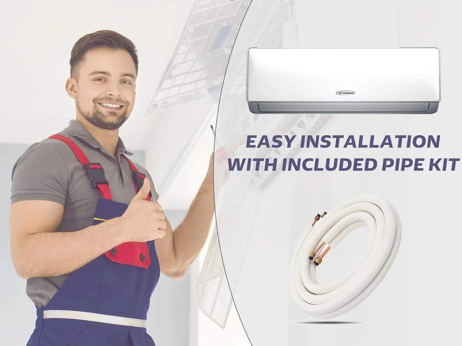 کولر گازی جنرال گلد 2.5 تن، 30000 BTU، فقط سرد کننده T3 با WIFI، مبرد R410 با راندمان بالا، عملکرد بی صدا، شامل کیت لوله نصب آسان، سیستم روتاری واحد AC 2.5T (2.5 تن) کولر گازی جنرال گلد 2.5 تن، 30000 BTU، فقط سرد کننده T3 با WIFI، مبرد R410 با راندمان بالا، عملکرد بی صدا، شامل کیت لوله نصب آسان، سیستم روتاری واحد AC 2.5T (2.5 تن)