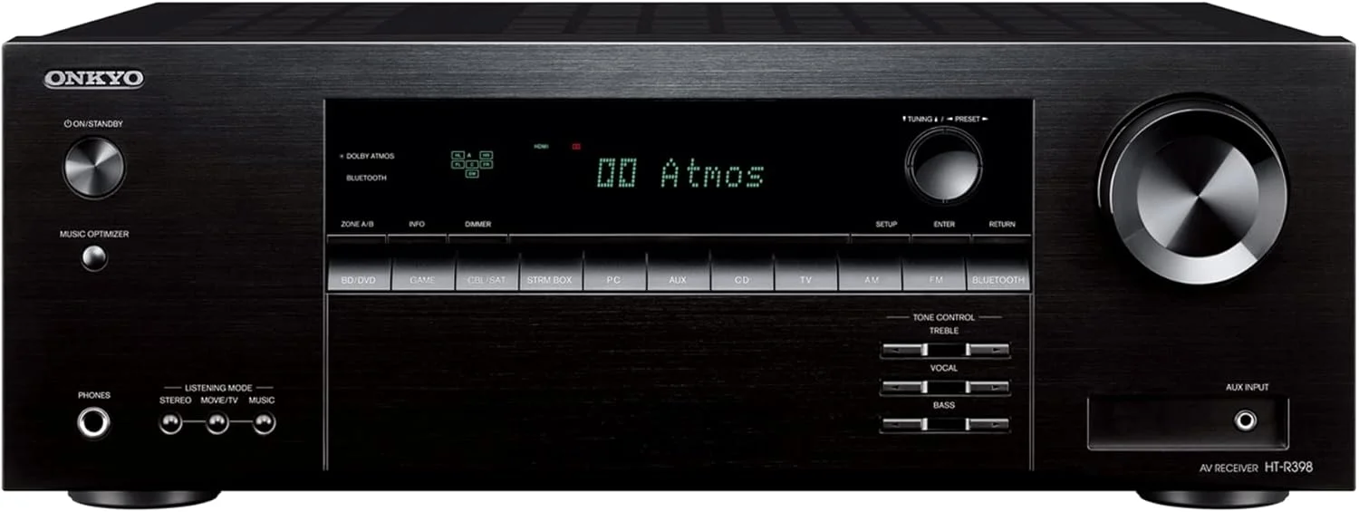 پکیج سینمای خانگی رسیور و بلندگو Onkyo HT-S3910، بلندگوی جلو/مرکزی، 4 بلندگوی فراگیر، ساب ووفر و رسیور، 4K Ultra HD (مدل 2019)