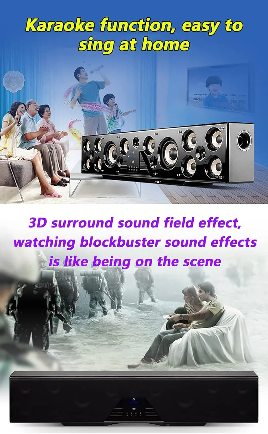 سیستم سینمای خانگی صدای فراگیر WRQzxcv، سیستم بلندگوی 5.1 کاناله، کنترل 6 کاناله، 15 ترکیب بلندگو، توان بالا 750 وات، بلندگوهای چوبی سه بعدی بی سیم اتاق نشیمن