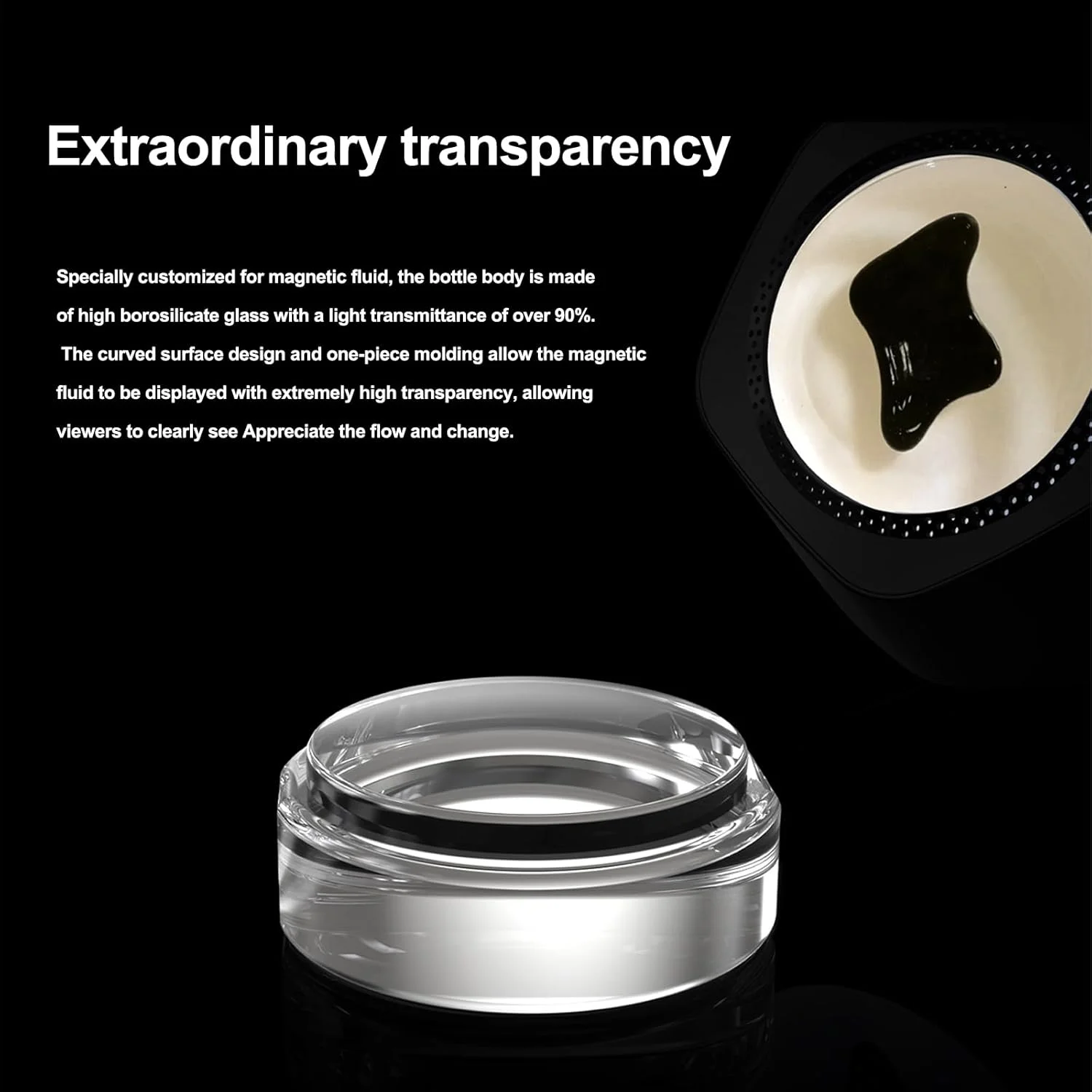 اسپیکر مایع مغناطیسی ZbOLi، دکوراسیون رومیزی مایع مغناطیسی، صدای فراگیر 360 درجه + تجسم موسیقی، فروسیال رقصنده، برای میز، اتاق خواب، میز کنار تخت، دفتر، مطالعه، لامپ تزئینی خاکستری