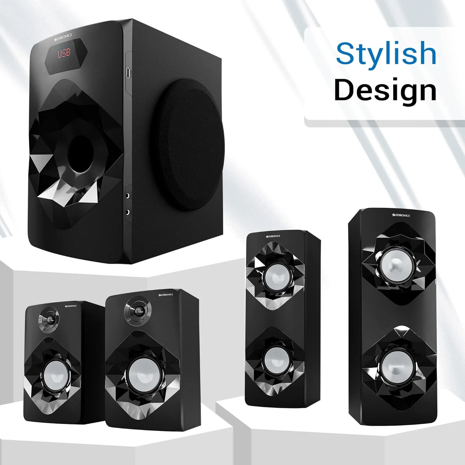 اسپیکر سینمای خانگی 5.1 کاناله زبرونیکس مدل Dragon 2 با ساب ووفر 8 اینچی، توان خروجی 190 وات RMS، بلوتوث 5.0، قابلیت نصب روی دیوار، صدای فراگیر AC-3، ورودی میکروفون دوگانه، کنترل از راه دور و نمایشگر LED