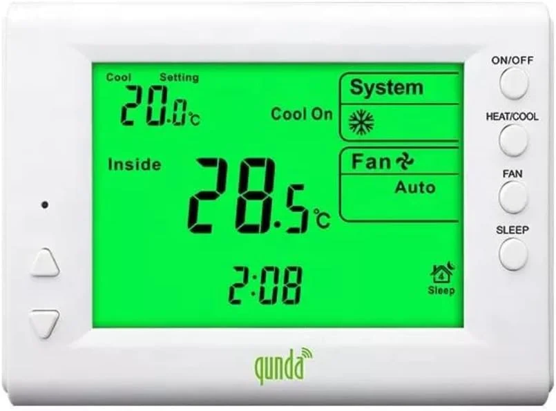 ترموستات دیجیتال قابل برنامه ریزی QUNDA QD-HVAC10 برای تهویه مطبوع مرکزی 24 ولت