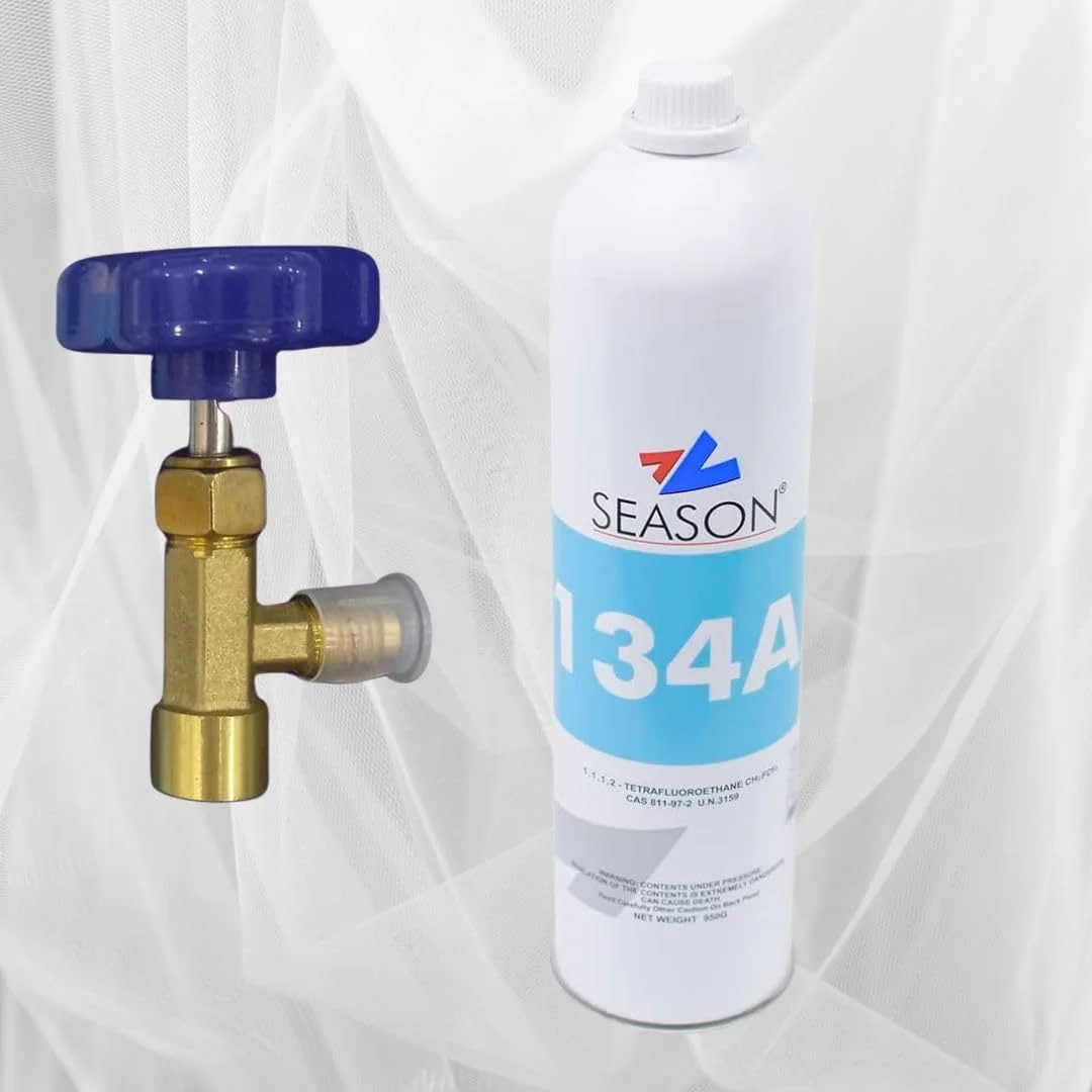 گاز مبرد R134a برای سیستم تهویه مطبوع خودرو، گاز مبرد غیر قابل اشتعال، HVAC به همراه شیر