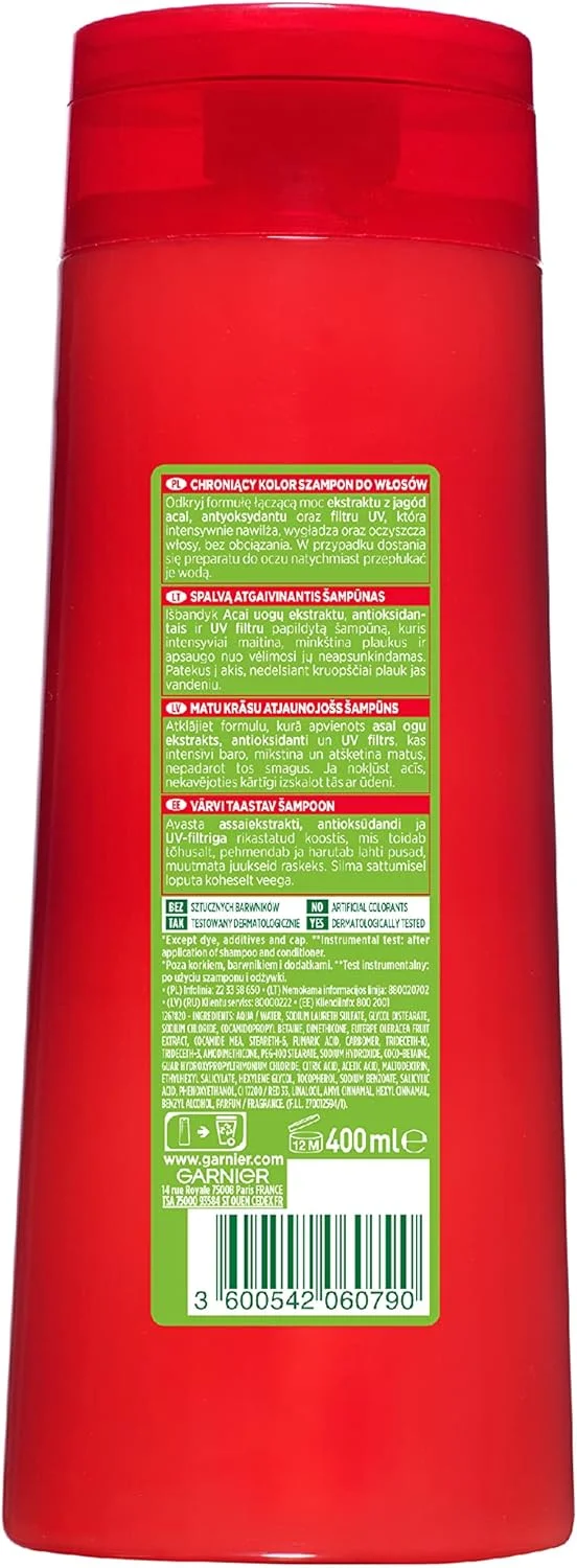 شامپو گارنیه فروکتیس کالر رزیست برای موهای رنگ شده و هایلایت شده، تقویت کننده، مغذی و محافظت کننده 400 میلی لیتر شامپو گارنیه فروکتیس کالر رزیست برای موهای رنگ شده و هایلایت شده، تقویت کننده، مغذی و محافظت کننده 400 میلی لیتر