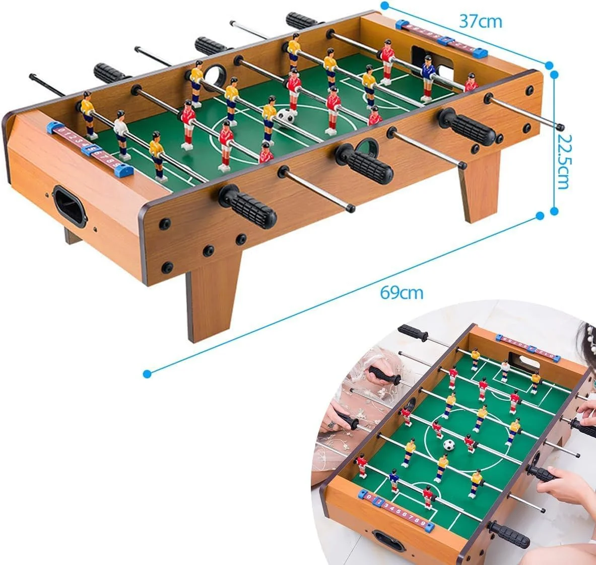 فوتبال دستی رومیزی سیوی استور - میز فوتبال کوچک قابل حمل برای کودکان و بزرگسالان - ست فوتبال دستی چوبی - سرگرمی آرکید داخل/خارج از خانه - 69x37x22.5 سانتی متر فوتبال دستی رومیزی سیوی استور - میز فوتبال کوچک قابل حمل برای کودکان و بزرگسالان - ست فوتبال دستی چوبی - سرگرمی آرکید داخل/خارج از خانه - 69x37x22.5 سانتی متر