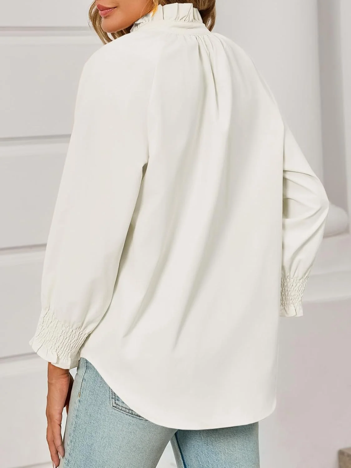 پیراهن زنانه Cicy Bell دکمه دار، آستین سه ربع، یقه چین دار، بلوز مجلسی و غیر رسمی