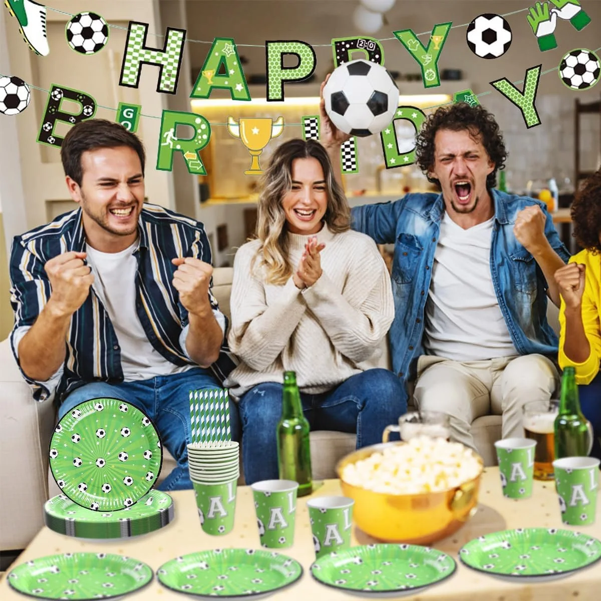 ظروف مهمانی با تم فوتبال KASTWAVE، ست لوازم جانبی جشن تولد با تم فوتبال برای کودکان، بنر تولدت مبارک، بشقاب، تاپر کیک، فنجان، نی، برای طرفداران فوتبال (16 مهمان) ظروف مهمانی با تم فوتبال KASTWAVE، ست لوازم جانبی جشن تولد با تم فوتبال برای کودکان، بنر تولدت مبارک، بشقاب، تاپر کیک، فنجان، نی، برای طرفداران فوتبال (16 مهمان)
