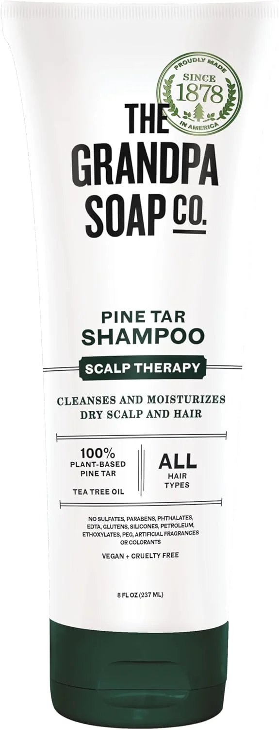 شامپو قطران کاج شرکت Grandpa Soap - پاک کننده و مرطوب کننده پوست سر خشک، حاوی قطران کاج و روغن درخت چای، مناسب انواع مو، وگان، فاقد سولفات و پارابن، 236 میلی لیتر شامپو قطران کاج شرکت Grandpa Soap - پاک کننده و مرطوب کننده پوست سر خشک، حاوی قطران کاج و روغن درخت چای، مناسب انواع مو، وگان، فاقد سولفات و پارابن، 236 میلی لیتر