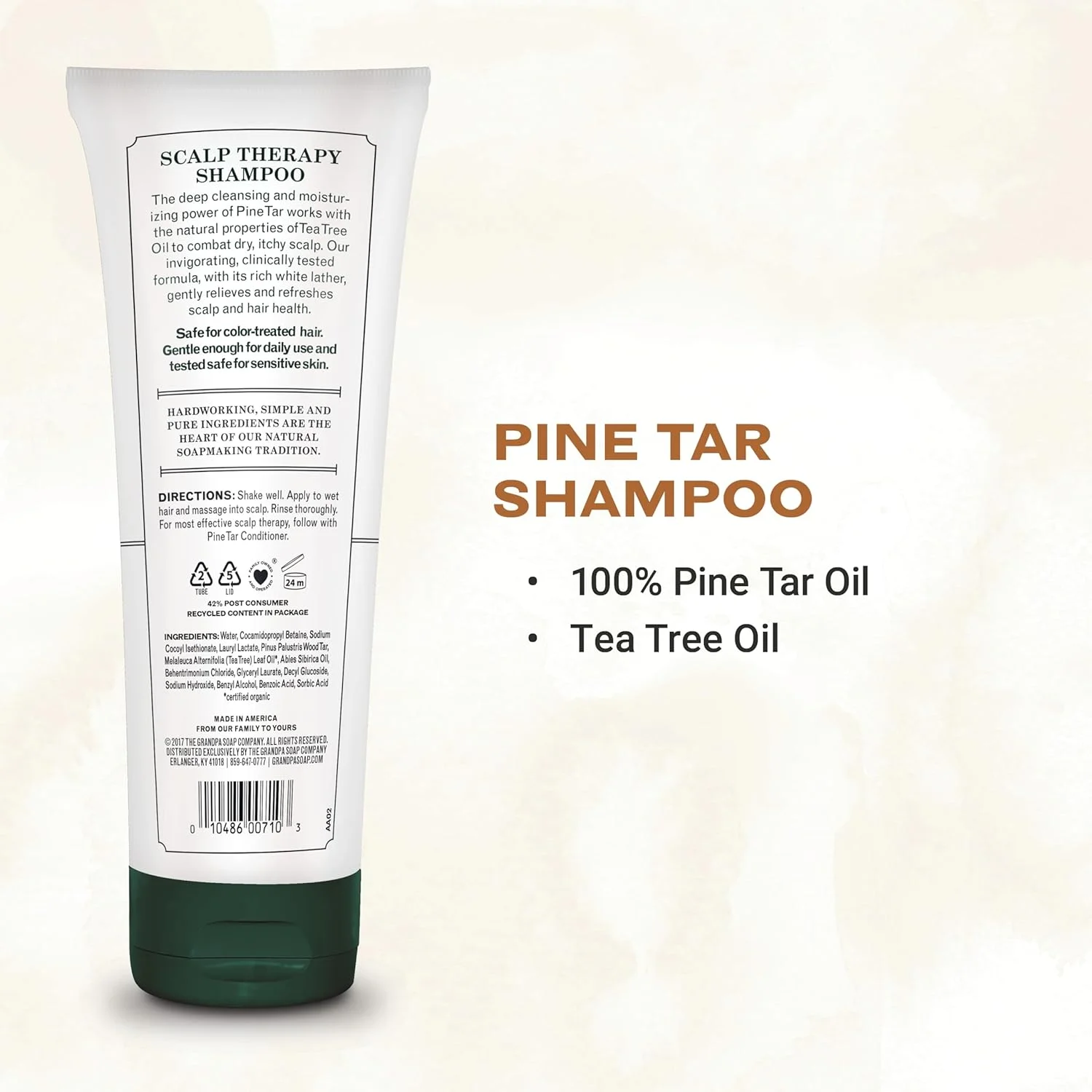 شامپو قطران کاج شرکت Grandpa Soap - پاک کننده و مرطوب کننده پوست سر خشک، حاوی قطران کاج و روغن درخت چای، مناسب انواع مو، وگان، فاقد سولفات و پارابن، 236 میلی لیتر شامپو قطران کاج شرکت Grandpa Soap - پاک کننده و مرطوب کننده پوست سر خشک، حاوی قطران کاج و روغن درخت چای، مناسب انواع مو، وگان، فاقد سولفات و پارابن، 236 میلی لیتر